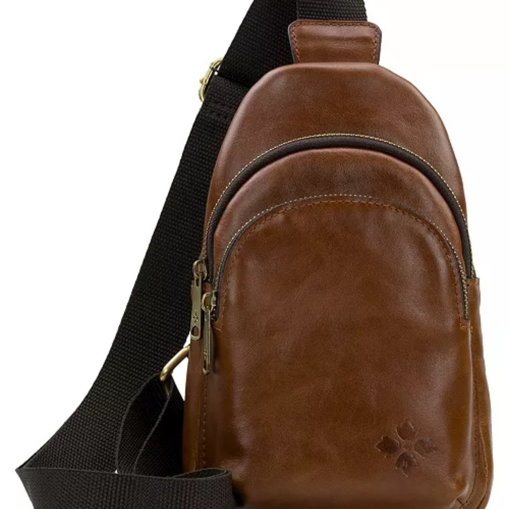 NWOT Patricia Nash Cognac Brown Genuine Leather Crossbody Bag Vintage Distressed